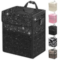 Capolo Car Trash Can with Lid, Leakproof Car Trash Bag Hanging Waterproof Automotive Garbage Can with Storage Pockets Mini Vehicle Trash Bin for Back/Front Seat(Sparkly Black,3 Gallon)