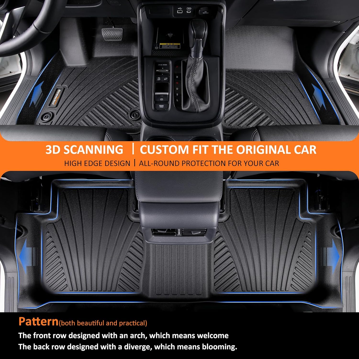 Binmotor-Floor Mats Cargo Liner Set for GMC Terrain 2024-2018丨2018-2024 Chevy Equinox, All Weather Car Floor Mats 2024 GMC Terrain/Chevy Equinox Accessories for Terrain