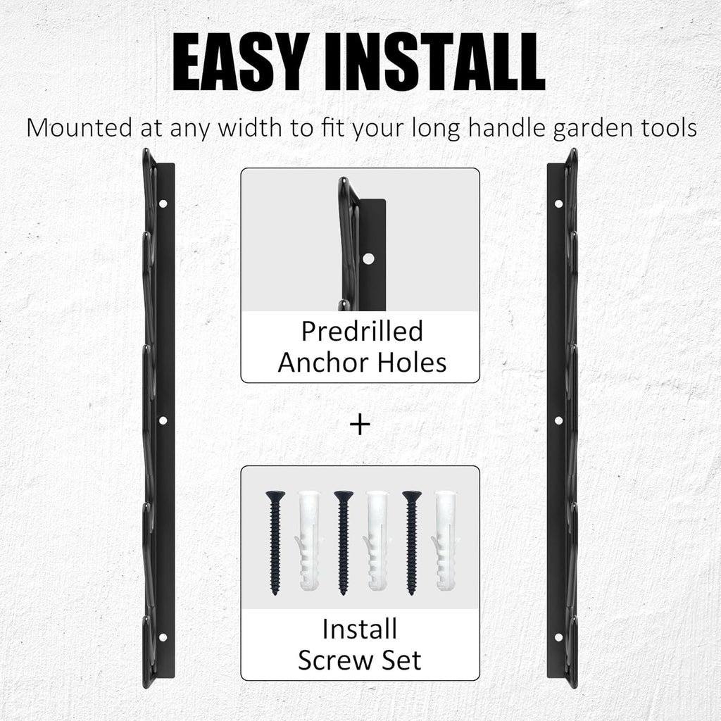 UNITEDPOWER Garden Tool Storage Rack，Wall Mounted Garage Organizer，Tool Utility Holder for Garden Equipment Shovel Rakes Brooms
