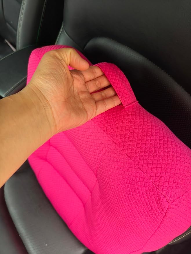 Adult Booster Seat Cushion for Car Height Increase Thick Pad for Office Chair Rocking Chair Floor Pillow Back Pain Coccyx Pain Relief, Carry Handle-Hot Pink