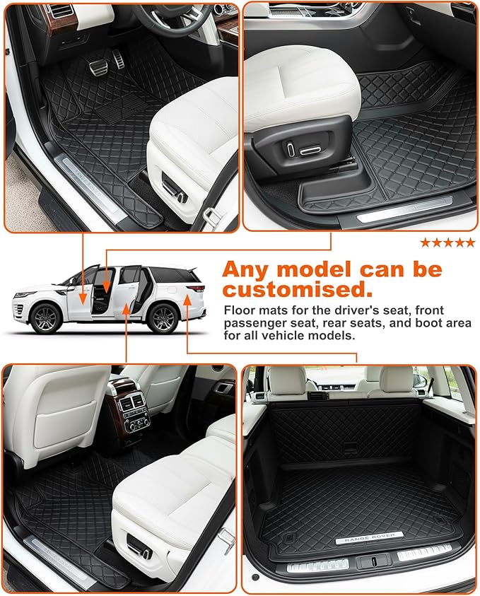 All-Weather car Floor MATS-Suitable for 99% of car Models,Leather car mat, offering Personalized Embroidery and Multiple Color Options,Provide Protection for car Rug (Gray=)