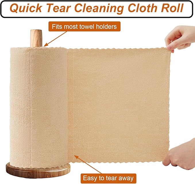 80 Pack Microfiber Cleaning Cloth Roll,Lint Free Rags & Tear Away Reusable Towels Washable Scratch,Ultra Absorbent Dish Rags(12" x 12") for Car Kitchen Home Garage-Apricot Yellow