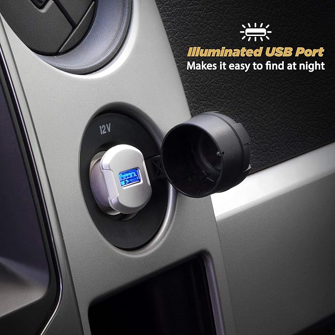 Scosche USBC121M ReVolt Universal Cigarette Lighter Single Device Compact One Port USB Car Charger, Fast Charge One Device Quickly, Black/Space Gray