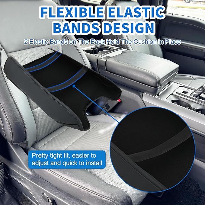 Nilight Center Console Cover Compatible with 2015-2020 Ford F150 2017-2022 F250 F350 F450 PVC Leather Armrest Cover for Car Middle Center Console Pad Car Armrest Box Cover(Bucket Seat Only) -Black
