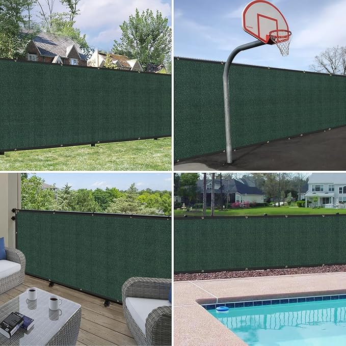 Windscreen4less Privacy Fence Screen Heavy Duty Windscreen Fencing Mesh Fabric Shade Net Cover with Brass Grommtes for Outdoor Wall Garden Yard Pool Deck, 8'x184' Green