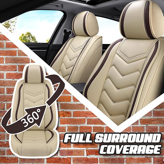 Car Seat Covers for Jeep Grand Cherokee L 2021-2026, Premium Nappa Leather Car Seat Cover, Stylish Sport Seat Covers， Automobile Seat Cover Sets.(Standard 5 Seats/Beige)