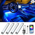 Honalia Interior Car Lights, 4Pcs Car LED Lights with Music Mode and Scene Options, Footwell Lighting for Car with Smart APP Control & USB Charger for Truck DC 5V