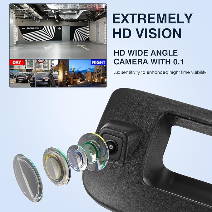 Tailgate Handle Backup Camera Fit for Chevy Silverado GMC Sierra 1500 2500 HD 2007-2013 Tailgate Reversing Rear View Park Assist Camera RCA Plug Replaces 22755304