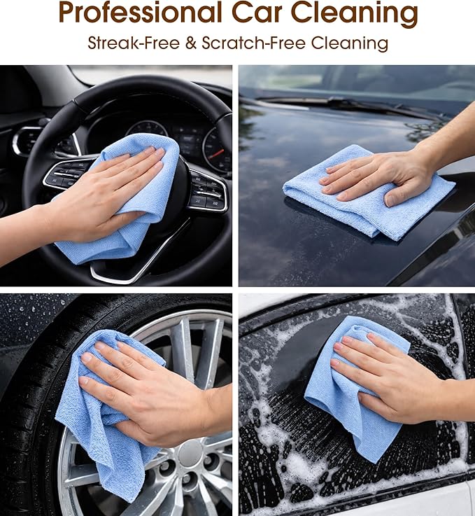 KitchLife Microfiber Cleaning Cloth Roll, 100 Pack - Tear-Away Microfiber Paper Towels, Lint-Free, Reusable, Washable for Kitchen, Car, Dishes, and Sensitive Surfaces (Blue)