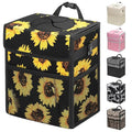 Capolo Car Trash Can with Lid, Leakproof Car Trash Bag Hanging Waterproof Automotive Garbage Can with Storage Pockets Mini Vehicle Trash Bin for Back/Front Seat(Sunflower,3 Gallon)