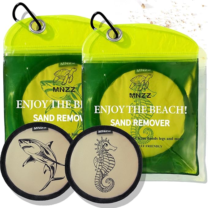 MNZZ 2 Pack Sand Remover Bag Quick Dry for Beach Towel Blanket Chair Shell Umbrella Hat Toy Shovel Tent Canopy Shade Picnic Pool Camping Hiking Travel Essentials Compact Portable Pouch