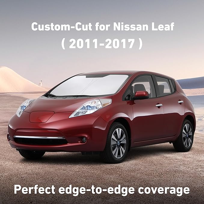 EcoNour Windshield Sunshade Compatible for Nissan Leaf 2011-2015 2016 2017, Sun Visor for Front Windshield & Window Sun Shade Cover, UV Heat Blocker & Protector, Car Accessories