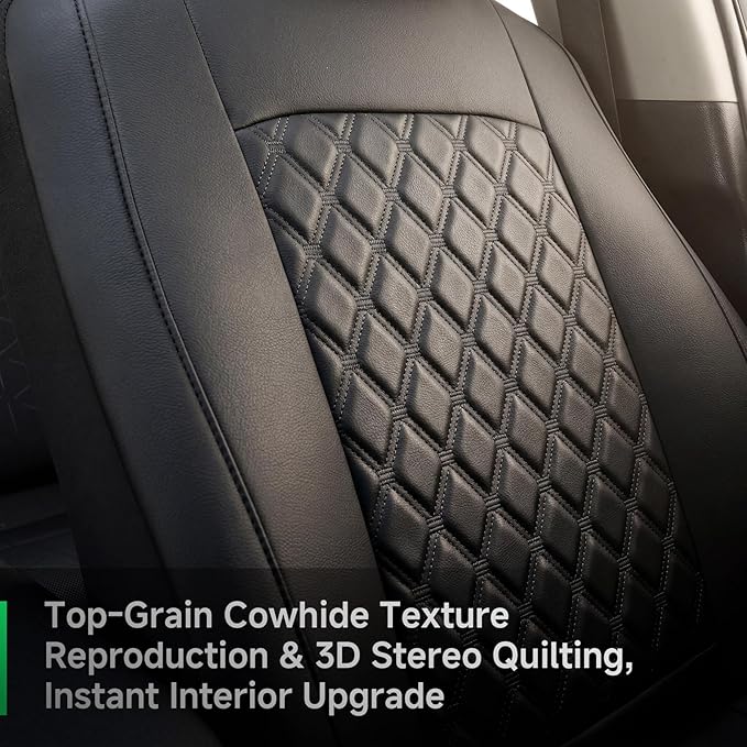 GIANT PANDA 2PCS Front Car Seat Cover for Subaru Outback Forester Crosstrek Legacy Impreza, Faux Leather Bucket Seat Covers (Black)