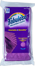 Fabuloso Microfiber Cleaning Cloths for Home & Car, Lint-Free Scratch-Free Rags for Glass, Kitchen & Wood, Reusable Machine Washable, Absorbent for Dusting & Wiping, Purple, 13 x 13 in, 12 Count