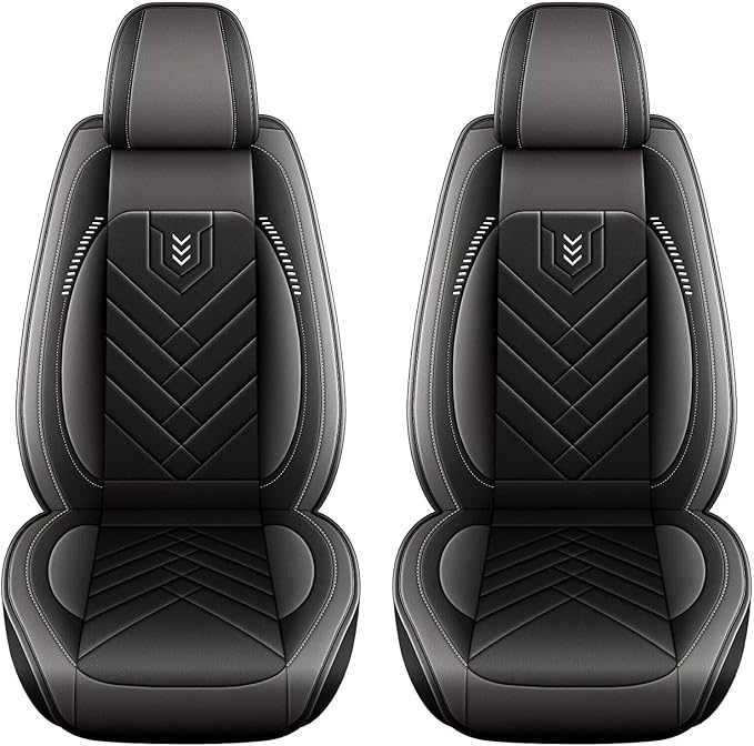 AOMSAZTO Car Seat Covers Fit for Hyundai Sonata 2007-2025 2026 Front Set Premium Seat Covers Waterproof Leather Automotive Seat Cushion Protector Compatible with Airbag(2 Seats,Black&Gray)