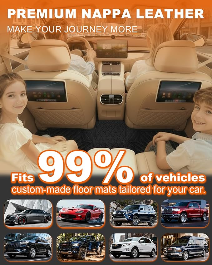 All-Weather car Floor MATS-Suitable for 99% of car Models,Leather car mat, offering Personalized Embroidery and Multiple Color Options,Provide Protection for car Rug (Gray=)