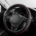 PIC AUTO Steering Wheel Cover, Red Piping Leather, Sports Carbon Fiber and Super Breathable Leather, Universal 14.5-15.5 Inch Anti-Slip Steering Wheels Accessories for Men & Women