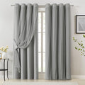 Bujasso Grey 90% Blackout Curtains with Sheer Overlay Mix and Match Double Layer Window Curtains Thermal Insulated 90 inch for Living Room Bedroom Gray Drapes with Tiebacks Grommet Top 54" Wx90 Lx2