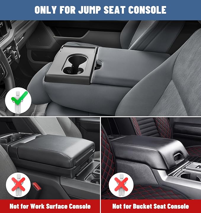 Sinvanho Center Console Organizer for 2011-2024 2025 Ford F150 F250 F350 F450 F550 F650 Accessories, Front Center Seat Headrest Storage Tray for Pickup Truck Middle Armrest Box, Jump Seat Only