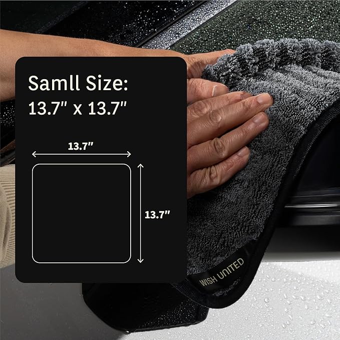 High Absorbency Weavy Microfiber Car Detailing Soft Drying Towel 1200gsm (1pack, 13.7"x13.7")
