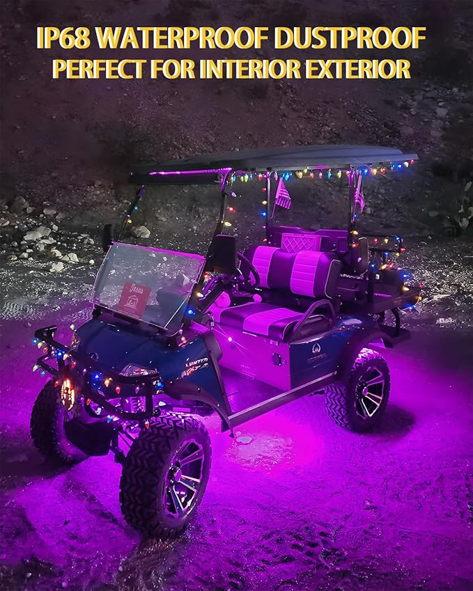 YM E-Bright Led Strip Lights for Cars Boat Motorcycle Golf Cart Interior Exterior Underwater Marine Lighting Waterproof IP68 12inch 36smd 12v,Pink(Pack of 4)