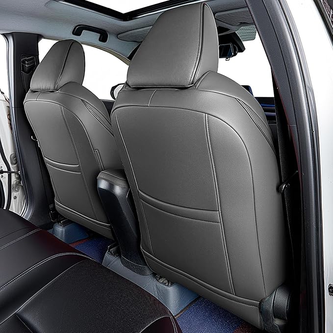 HKZ Fit RAV4 Car Seat Covers Set for Toyota RAV4 2021-2024 Prime SE,XSE & 2019 2020 2021 2022 2023 2024 2025 Hybrid/PHEV SE,XSE - 5 Seats Full Set Leather(Black/Gray)