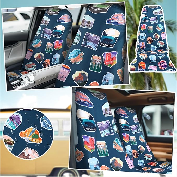 Hahafelt Car Seat Towel Covers Christmas Car Accessories Gifts Athletic Running Towel Performance Microfiber Post Workout Sweat Washable Cover Non Slip for Seat Outdoor Sport (National Park)