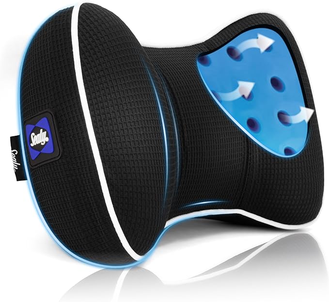 Sealy Memory Foam Neck Pillow for Car or Office Chair – Cervical Neck Pillow, Cooling Car Headrest Pillow or Office Chair Cushion for Neck