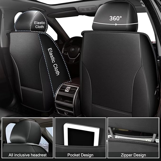 Car Seat Covers Fit for Kia Sorento 2007-2023 2024 2025 Custom Faux Leather Front Set Breathable Seat Cover Fit for Sorento (2 Seat,Black)
