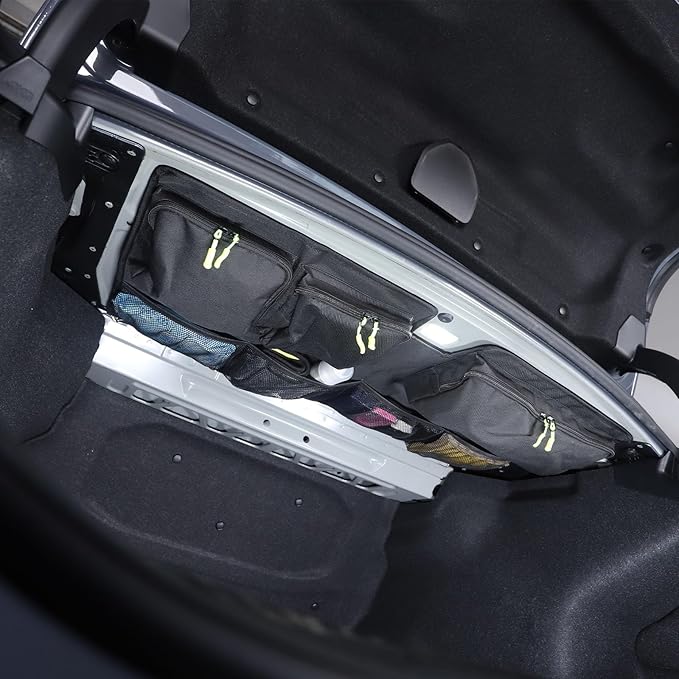 Sekhyna Car Trunk Organizer Storage Bag Compatible with BMW 5 Series Sedan G60 2024,Removable Storage Organizer with 3 Waterproof Zippered Large Storage Pockets and Storage Grid For G60 1PCS