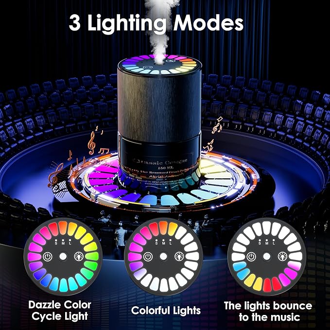 Car Air Freshener, Smart Car Air Freshener, Music-Synced RGB Ambient Lights with Auto On/Off, 150ml, Suitable for Cars, Homes, Offices, Bedrooms (Angels)