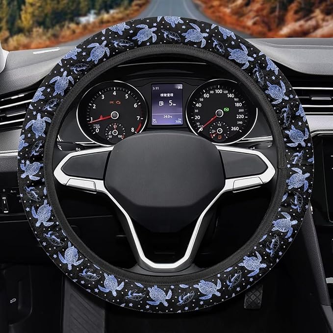 AFPANQZ Turtle Star Print Car Steering Wheel Cover Stretch-on Comfortable Grip Automotive Steering Wheel Cushion Anti-Slip Universal 14-15 inch Machine Washable