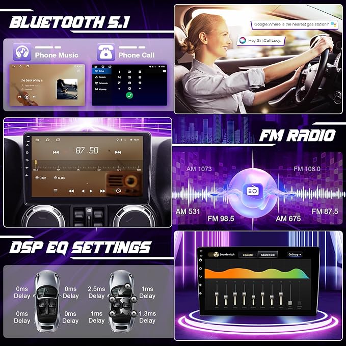 Leadfan Car Radio for Jeep Wrangler JK 2007-2018 Dodge RAM 1500 2500 3500 Wireless CarPlay Android Auto, 10.1inch Touch Screen for Dodge Grand Caravan Car Stereo GPS Navi Bluetooth FM SWC+Rear Camera