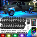 20 Pods RGB LED Rock Lights for Semi Trucks Offroad Pickup Trailer Sedan Boat, 12V Waterproof Dual Zone APP/RF Control Music Mode Brake Light Red Green Blue Underglow Neon Kit with Extension Wires
