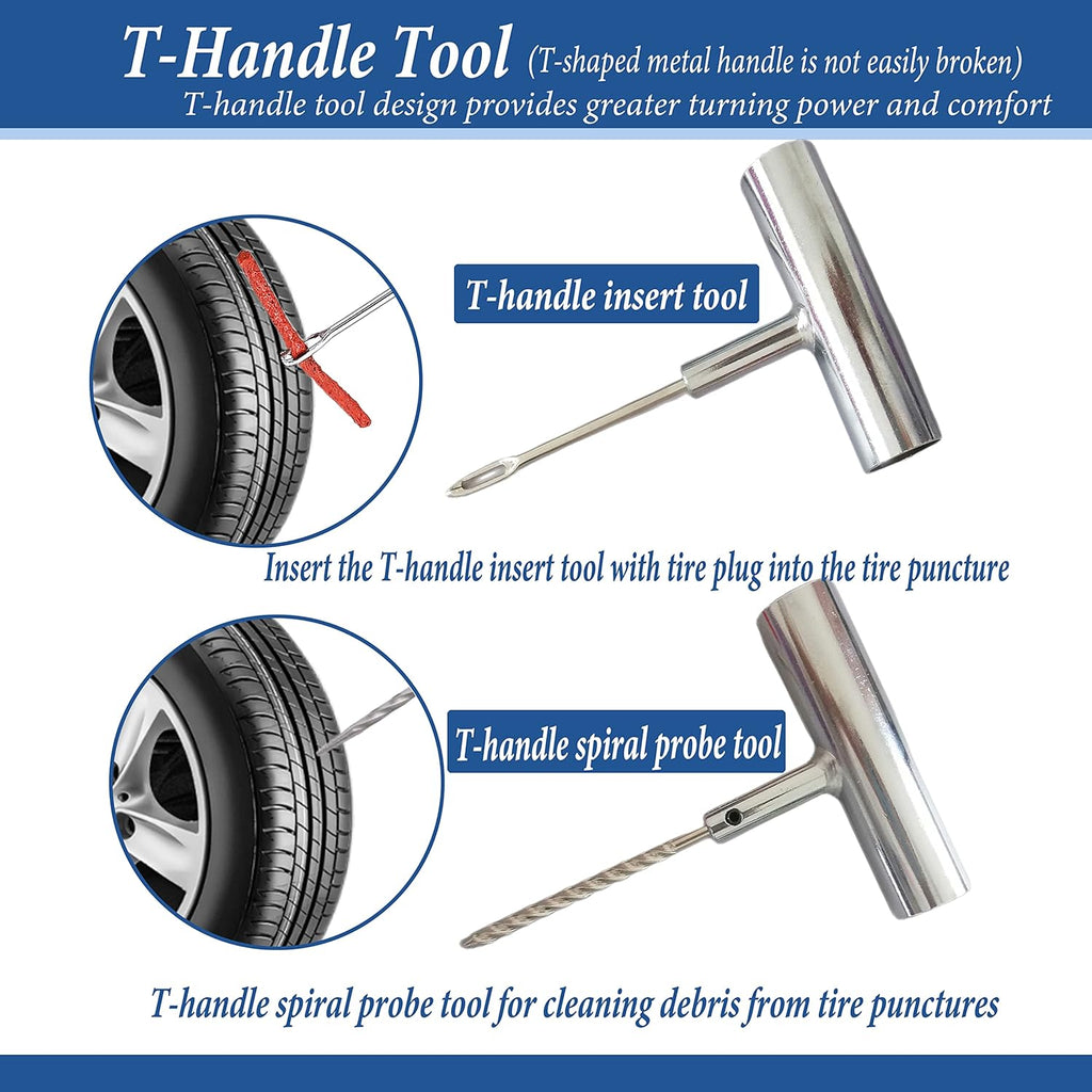Tire Repair Kit, 68pcs Heavy Duty Tire Plug Kit, Universal Tire Repair Tools Flat Tire Puncture Repair for Car, Motorcycle, Truck, SUV, RV, ATV, Tractor, Trailer Fix Punctures and Plug Flats Patch Kit