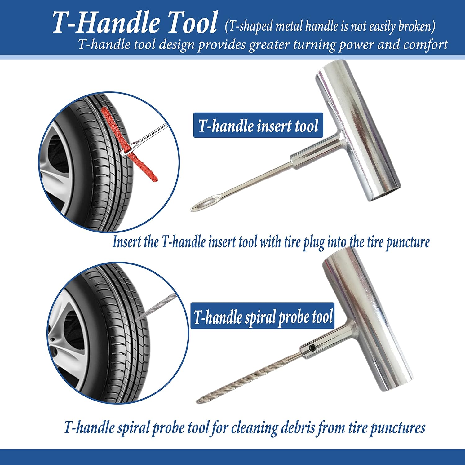 Tire Repair Kit, 68pcs Heavy Duty Tire Plug Kit, Universal Tire Repair Tools Flat Tire Puncture Repair for Car, Motorcycle, Truck, SUV, RV, ATV, Tractor, Trailer Fix Punctures and Plug Flats Patch Kit