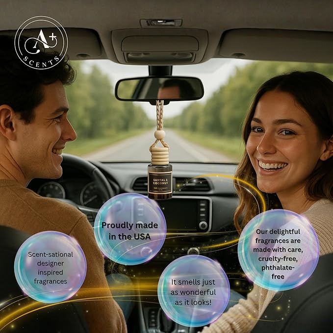 Beach Bum Scent - Long Lasting Car Hanging Diffuser - Lasts up to 60 Days - Warm Pistachio and Coconut Cream and a Kiss of Salted Caramel Harmonize Beautifully with Tonka and Exotic Musks