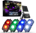 OPT7 Quantum RGBW LED Rock Lights with Remote Control, 4 Pods Wide Angle Multicolor Neon Underglow Lighting Kit with Extension Wire, IP68 Waterproof for Offroad Truck Jeep RZR ATV UTV SUV