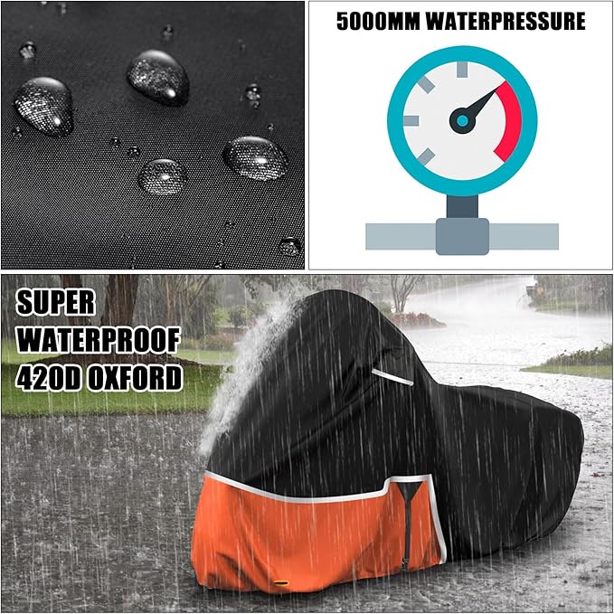 Waterproof Motorcycle Cover Replace for Indian Chieftain/Challenger, 420D Oxford Cloth Customized Motorcycle Cover for Snow Rain Dust Protection