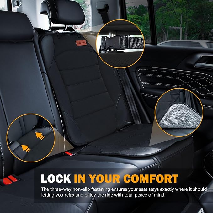 Siivton Car Seat Protector for Child Car Seat,Waterproof Car Seat Cover for Leather and Fabric Seats, 2 Mesh Pockets, Non-Slip Bottom,Thick Padding Cushion