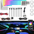 Dreamcolor Acrylic Interior Car LED Strip Light, RGB 22 in 1 Fiber Optic Ambient Lighting Kits, 16 Million Colors Sound Active Function Car Neon Lights with Wireless APP