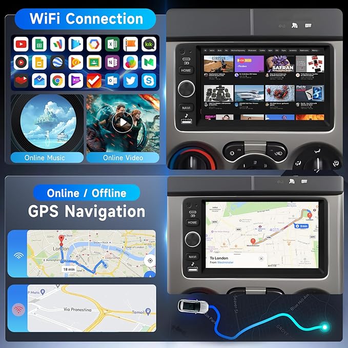 Car Stereo for Chevrolet Silverado Tahoe Suburban 2003-2006, for GMC Siera 2003-2007 Canyon, for Hummer H2 2003-2007 Wireless Carplay Android Auto,7'' Touch Scree Radio with GPS SWC Backup Camera
