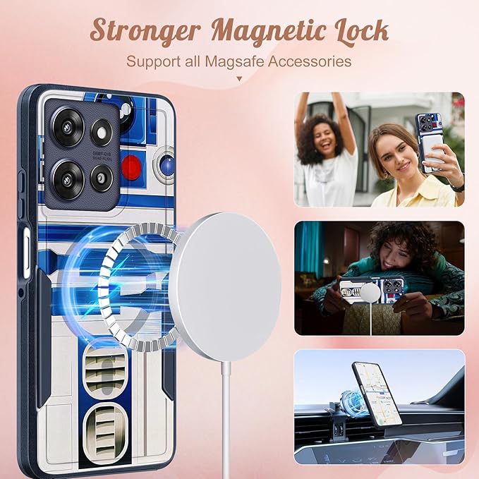 LISEVOfor Moto G Power 2025 Case - for Motorola Moto G Play 2025 Case Compatible with MagSafe Women Cute Girls Boys Magnetic Protective Phone Cover Cool Blue Unique Heavy Duty Shockproof Design