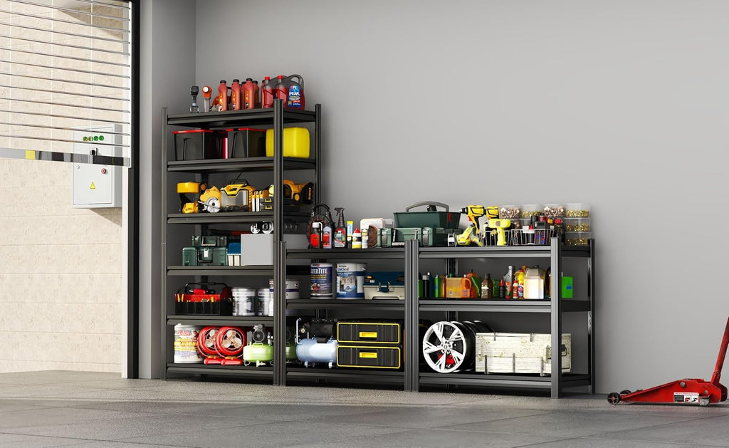 Adjustable 6-Tier Garage Shelving, Heavy Duty Steel Storage Rack, High Load Capacity, Ideal for Garage, Warehouse, or Home Organization (6-Tier 78" H x 40" W x 16" D)