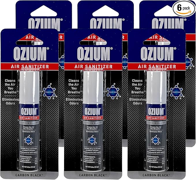 Ozium Air Sanitizer 0.8 oz Spray, Carbon Black Scent (6-Pack)