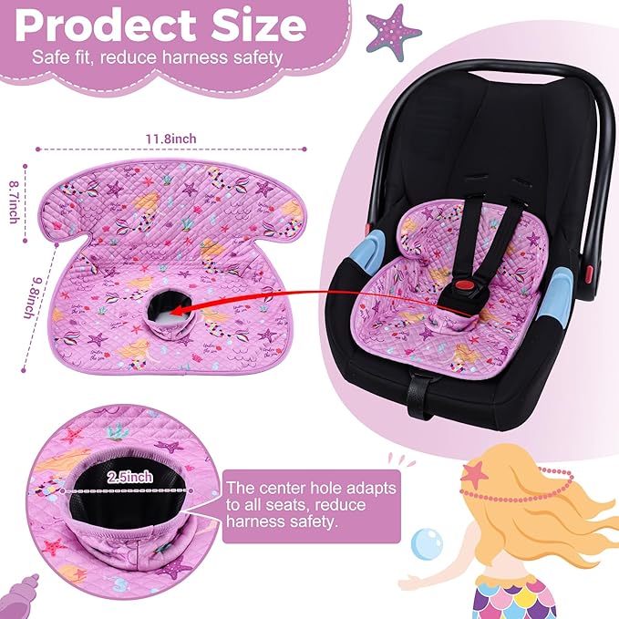 Piddle Pad Car Seat Liner- Waterproof Soft Car Seat Potty Training Protector, Travel-Friendly Baby Toddler Carseat Cover for Spills, Nappy Leaks, Accidents (Purple Mermaid)