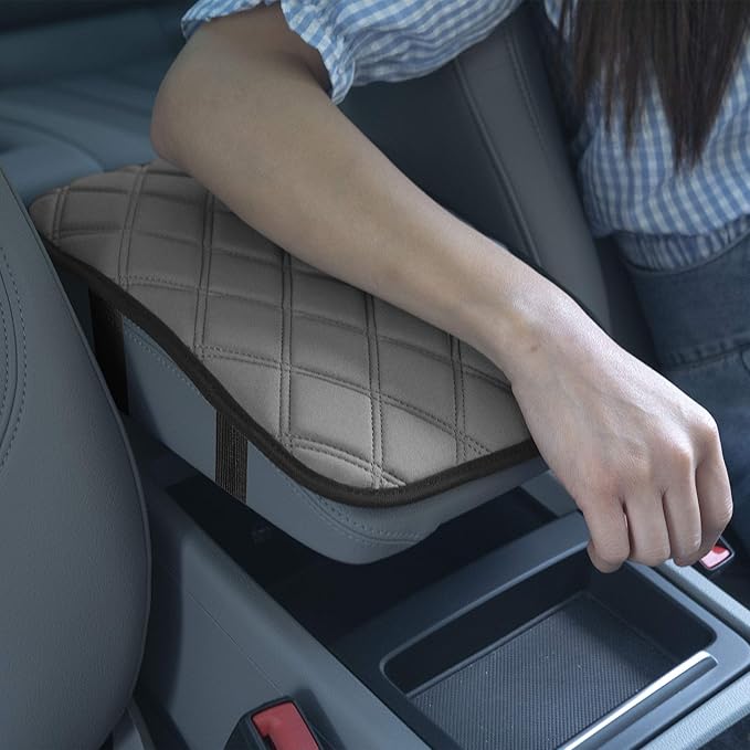 FH Group Neosupreme Gray Diamond Pattern Center Console Pad – Water-Resistant Armrest Cover Protector for Cars, SUVs & Trucks