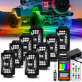8 Pods Five Sided RGB Rock Lights for Trucks Jeep UTV SUV ATV Golf Cart, Multi Chasing Color App/Remote Control Led Rock Lights with Music Mode, Waterproof Exterior Underglow Kits for Cars(Patented)