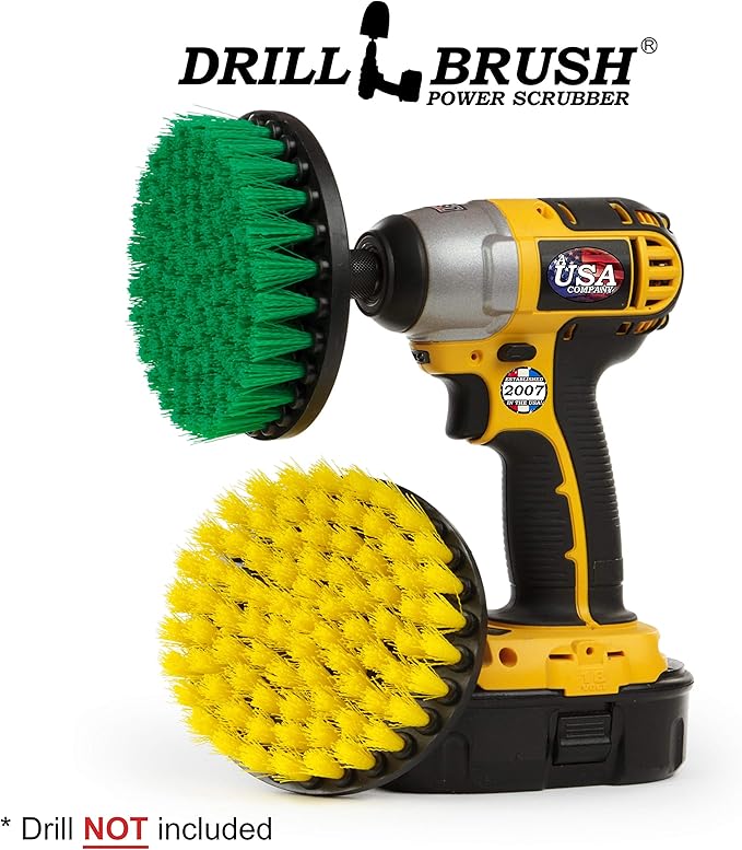Bathroom Accessories - Power Scrubber Bathroom and Kitchen Brush Set - Cleaning Supplies - Drill Brush- Bath Mat - Shower Cleaner - Soap Scum, Mineral Deposits, Calcium, Hard Water, Rust Stains