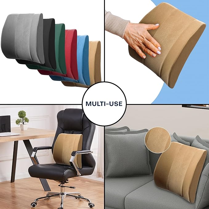 Bucket Seat Thick Foam Lumbar Support Cushion: Orthopedic Relief for Car Seats & Chairs-Black